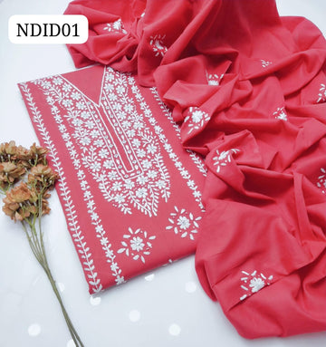 Stuff Pure Lawn 100/100 Handmade Pakka Mirror Gala Botiqe Style Neat Work Shirt And Plain Trouser With Lawn Embroidery Dupatta 3PC Dress